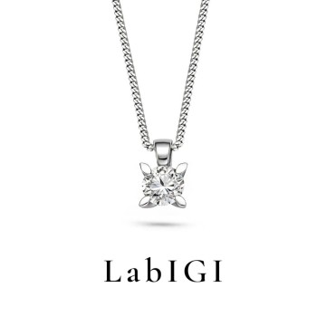 0.55 Karat IGI Sertifikalı Laboratuvar Üretimi Pırlanta Altın 43 Cm Kolye